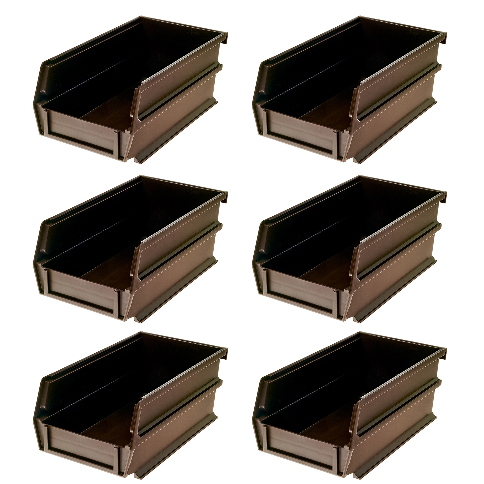 Triton Products LocBin Hanging and Interlocking Bins, 6-Pk., Brown, 7 3/8in.L x 4 1/8in.W x 3in.H, Model# 3-220BR-6